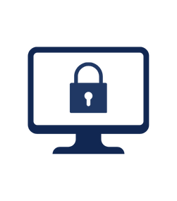 Decorative icon of a computer with a lock